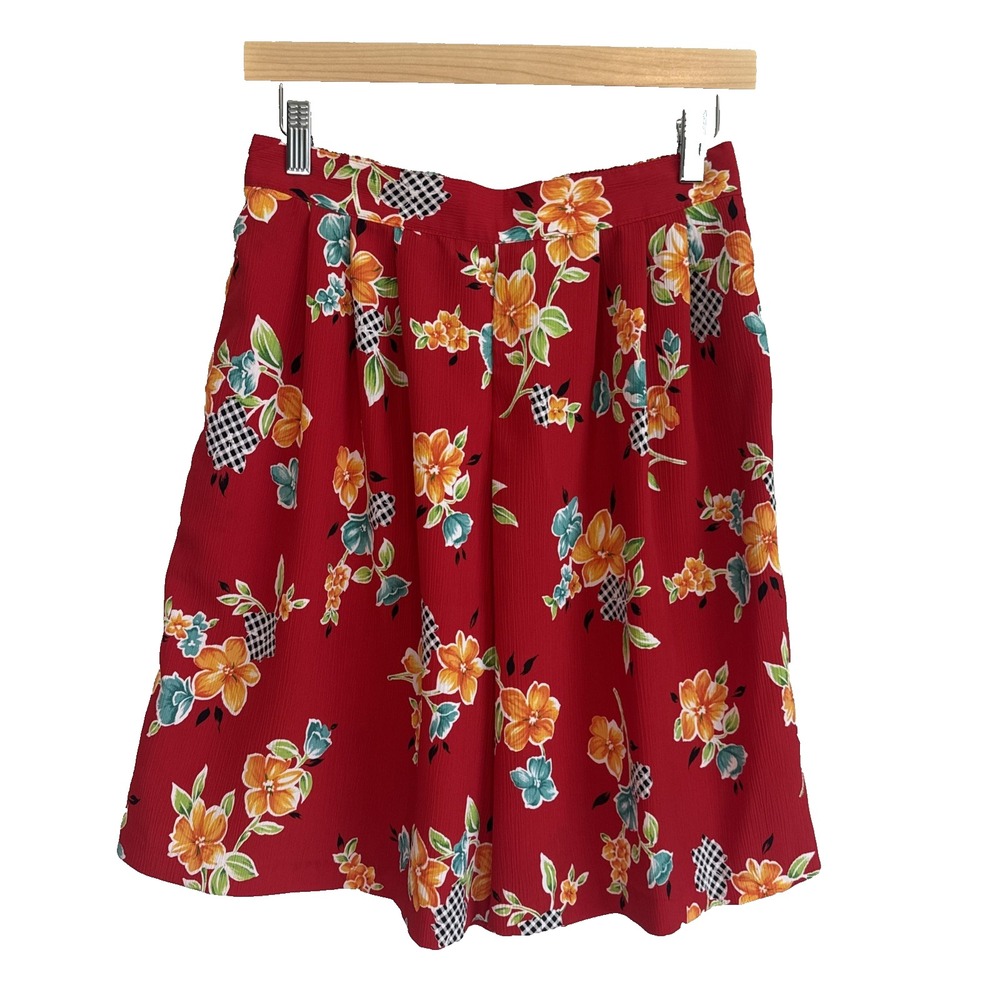 Alfred Dunner Womens High-Rise Floral Shorts 8 Elastic Waist Pocket Floral Chic